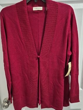 Marsh Landing Wine-Red Open Front Cardigan